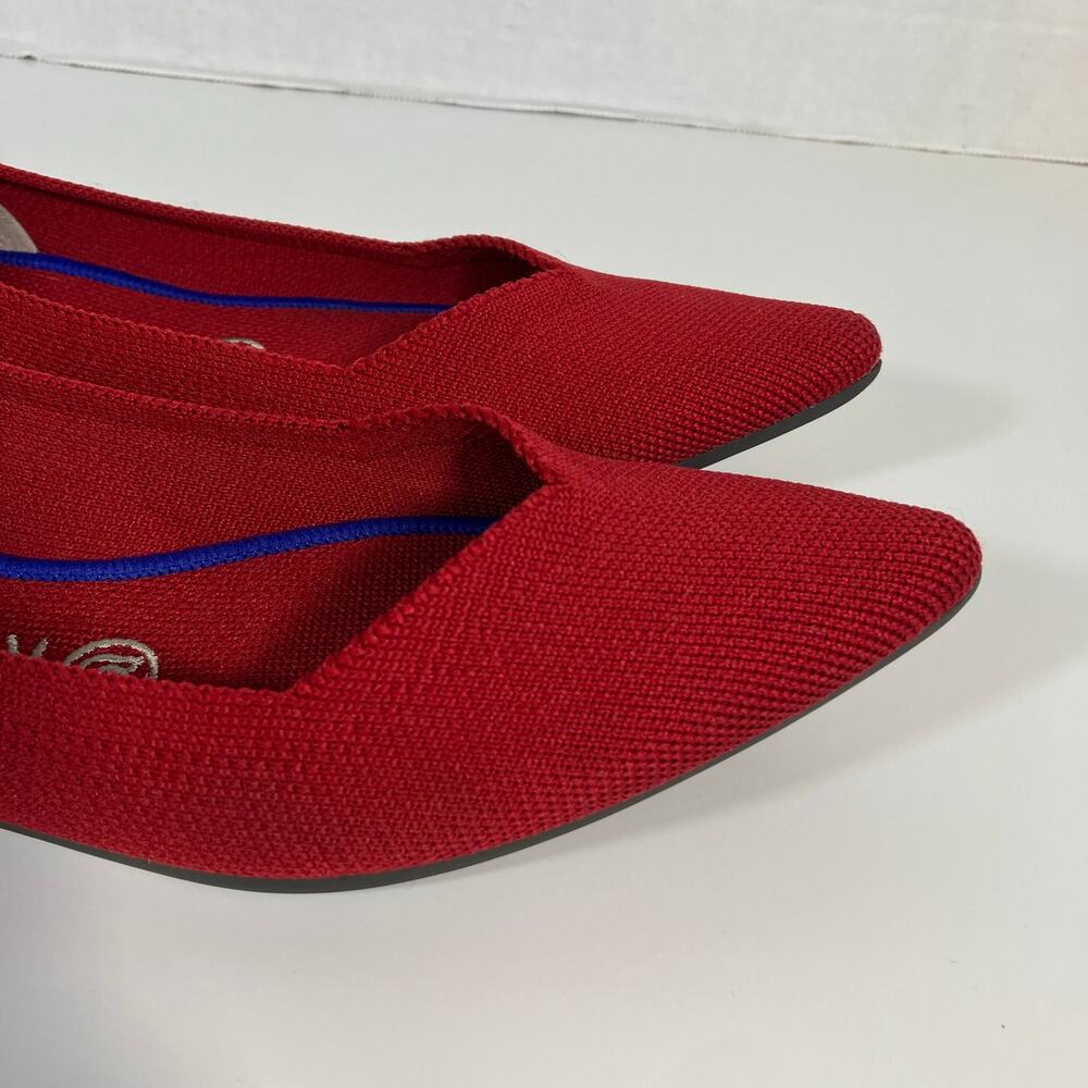 Rothy's The Point Bright Red Knit Fabric Pointed Toe Slip On Ballet Flats - Picture 9 of 16